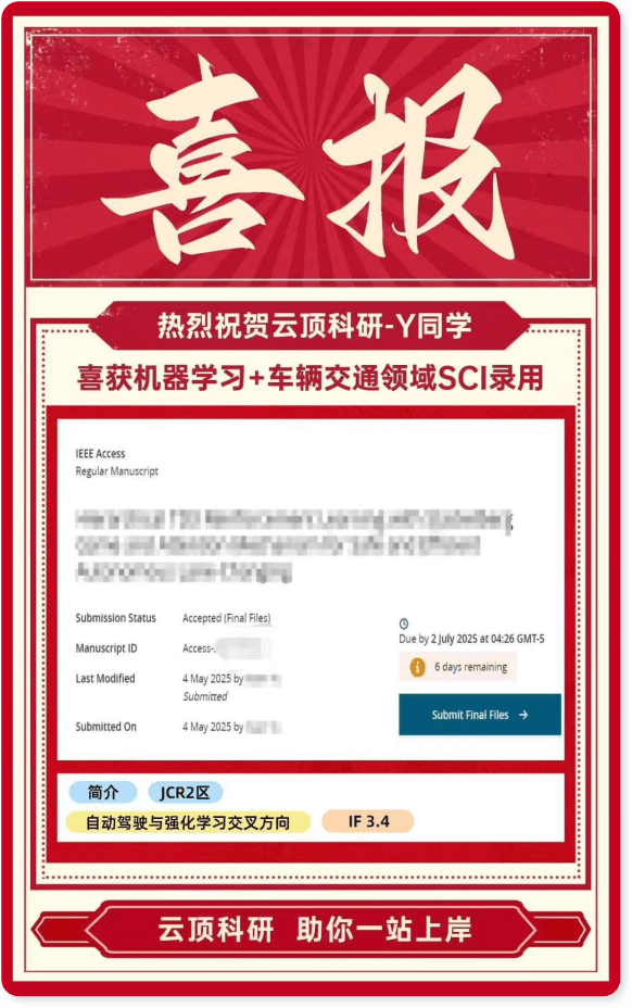 机器学习+车辆交通领域SCI录用